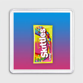 Магнит 55*55 с принтом Skittles | Желтый , Пластик | Размер: 65*65 мм; Размер печати: 55*55 мм | Тематика изображения на принте: skittles | sweet sours | yellow | градиент | желтый | красный | радуга | розовый | синий | скитлс | фиолетовый