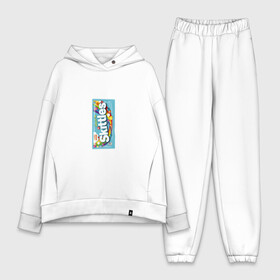 Женский костюм хлопок Oversize с принтом Skittles | Голубой ,  |  | blue | freeze pop | limited edition | skittles | скитлс