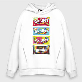 Мужское худи Oversize хлопок с принтом Skittles | Разнообразие , френч-терри — 70% хлопок, 30% полиэстер. Мягкий теплый начес внутри —100% хлопок | боковые карманы, эластичные манжеты и нижняя кромка, капюшон на магнитной кнопке | Тематика изображения на принте: 4 штуки | freeze pop | limited edition | long lost time | original | skittles | sweet heat | sweet sours | желтый | красный | ориджинл | разнообразие | синий | скитлс | черный