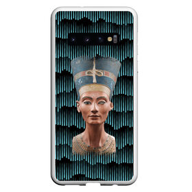 Чехол для Samsung Galaxy S10 с принтом Нефертити , Силикон | Область печати: задняя сторона чехла, без боковых панелей | Тематика изображения на принте: африка | божества | волны | геометрия | египет | маска | нефертити | фараон | царица