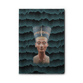 Обложка для автодокументов с принтом Нефертити , натуральная кожа |  размер 19,9*13 см; внутри 4 больших “конверта” для документов и один маленький отдел — туда идеально встанут права | Тематика изображения на принте: африка | божества | волны | геометрия | египет | маска | нефертити | фараон | царица