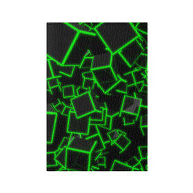Обложка для паспорта матовая кожа с принтом Cyber cube , натуральная матовая кожа | размер 19,3 х 13,7 см; прозрачные пластиковые крепления | Тематика изображения на принте: 3д кубики | cyber cube | кибер куб | куб | неоновые кубики