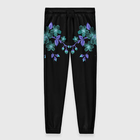 Женские брюки 3D с принтом Цветы , полиэстер 100% | прямой крой, два кармана без застежек по бокам, с мягкой трикотажной резинкой на поясе и по низу штанин. В поясе для дополнительного комфорта — широкие завязки | красота | листья | минимализм | природа | растения | цветы