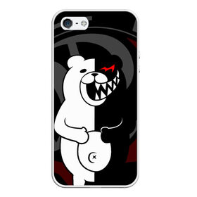 Чехол для iPhone 5/5S матовый с принтом MONOKUMA | МОНОКУМА | DANGANRO , Силикон | Область печати: задняя сторона чехла, без боковых панелей | anime | bear | black  white | danganronpa | kurokuma | monodam | monokuma | monomi | monotaro | rabbit | school | shirokuma | аниме | главарь | мoноми | монокума | черно белый | школа