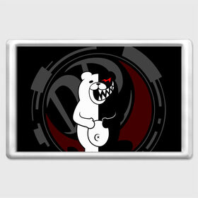 Магнит 45*70 с принтом MONOKUMA | МОНОКУМА | DANGANRO , Пластик | Размер: 78*52 мм; Размер печати: 70*45 | anime | bear | black  white | danganronpa | kurokuma | monodam | monokuma | monomi | monotaro | rabbit | school | shirokuma | аниме | главарь | мoноми | монокума | черно белый | школа