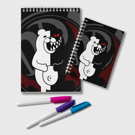 Блокнот с принтом MONOKUMA | МОНОКУМА | DANGANRO , 100% бумага | 48 листов, плотность листов — 60 г/м2, плотность картонной обложки — 250 г/м2. Листы скреплены удобной пружинной спиралью. Цвет линий — светло-серый
 | Тематика изображения на принте: anime | bear | black  white | danganronpa | kurokuma | monodam | monokuma | monomi | monotaro | rabbit | school | shirokuma | аниме | главарь | мoноми | монокума | черно белый | школа