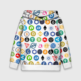 Детская толстовка 3D с принтом BITCOIN PATTERN | БИТКОИН(Z) , 100% полиэстер | двухслойный капюшон со шнурком для регулировки, мягкие манжеты на рукавах и по низу толстовки, спереди карман-кенгуру с мягким внутренним слоем | Тематика изображения на принте: binance coin | bitcoin | blockchain | btc | cardano | crypto | ethereum | polkadot | tether | xrp | биткоин | блокчейн | валюта | деньги | криптовалюта | майнер | майнинг | паттерн | цифровая валюта | цифровое золото | эфир