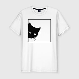 Мужская футболка хлопок Slim с принтом BLACK CAT | ЧЕРНАЯ КОШКА , 92% хлопок, 8% лайкра | приталенный силуэт, круглый вырез ворота, длина до линии бедра, короткий рукав | Тематика изображения на принте: black | cat | cats | creative | hunter | minimalism | night | кот | коте | котенок | котэ | кошка | креатив | креативная | минимализм | надпись | ночь | охотник | текст | черная | черный