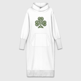Платье удлиненное хлопок с принтом узорный трилистник клевера ,  |  | 17 марта | день святого патрика | дерево | зеленый | ирландия | кельтский узор | клевер | рисунок | традиции | трехлистник