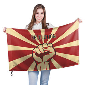 Флаг 3D с принтом Революция , 100% полиэстер | плотность ткани — 95 г/м2, размер — 67 х 109 см. Принт наносится с одной стороны | revolution | кулак | поднятый кулак | революция