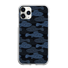 Чехол для iPhone 11 Pro матовый с принтом Синие рыбы на темном фоне , Силикон |  | морской паттерн | подводный мир | рыбы | синие рыбы