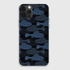 Чехол для iPhone 12 Pro Max с принтом Синие рыбы на темном фоне , Силикон |  | морской паттерн | подводный мир | рыбы | синие рыбы