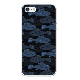 Чехол для iPhone 5/5S матовый с принтом Синие рыбы на темном фоне , Силикон | Область печати: задняя сторона чехла, без боковых панелей | морской паттерн | подводный мир | рыбы | синие рыбы