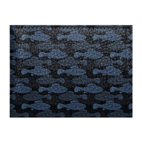 Обложка для студенческого билета с принтом Синие рыбы на темном фоне , натуральная кожа | Размер: 11*8 см; Печать на всей внешней стороне | морской паттерн | подводный мир | рыбы | синие рыбы