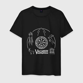 Мужская футболка хлопок с принтом VALHEIM , 100% хлопок | прямой крой, круглый вырез горловины, длина до линии бедер, слегка спущенное плечо. | coffee stain | valheim | vikings | вальхайм | вальхеим | вальхейм. | викинги | выживание | гарпун бездны | мечи