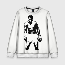 Детский свитшот 3D с принтом The Greatest (Muhammad Ali) , 100% полиэстер | свободная посадка, прямой крой, мягкая тканевая резинка на рукавах и понизу свитшота | Тематика изображения на принте: ali | clay | mohammed | али | боец | боксер | величайший | возможность | искусства | касиус | клей | личность | мозайка | мотивация | мохаммед | мухамед | перчатки | сила | слова | спорт | темный | узор