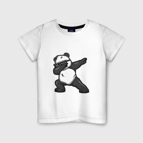 Детская футболка хлопок с принтом PanDab , 100% хлопок | круглый вырез горловины, полуприлегающий силуэт, длина до линии бедер | dab | в очках | движение рукой | деб | дэб | панда | солнцезащитные очки