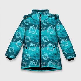 Зимняя куртка для девочек 3D с принтом Рыбы , ткань верха — 100% полиэстер; подклад — 100% полиэстер, утеплитель — 100% полиэстер. | длина ниже бедра, удлиненная спинка, воротник стойка и отстегивающийся капюшон. Есть боковые карманы с листочкой на кнопках, утяжки по низу изделия и внутренний карман на молнии. 

Предусмотрены светоотражающий принт на спинке, радужный светоотражающий элемент на пуллере молнии и на резинке для утяжки. | 4 стихии | астрология | астроном | близнецы | весы | водолей | гороскоп | дева | звезды | змееносец | знаки зодиака | зодиак | карма | козерог | космос | лев | матрица | овен | оракул | рак | рыбы
