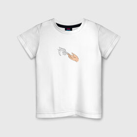 Детская футболка хлопок с принтом The Creation of Adam , 100% хлопок | круглый вырез горловины, полуприлегающий силуэт, длина до линии бедер | искусство | микеланджело | руки | скелет | сотворение адама
