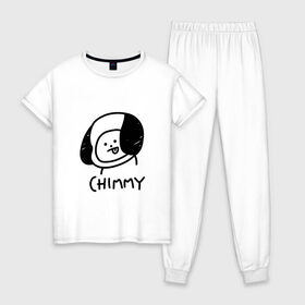 Женская пижама хлопок с принтом ЧИММИ | CHIMMY , 100% хлопок | брюки и футболка прямого кроя, без карманов, на брюках мягкая резинка на поясе и по низу штанин | army | bangtan boys | bt21 | bts | bts stickers | chimmy | cooky | k pop | koya | mang | monster | rap monster | rapmon | rj | rm | shooky | tata | van | бтс | ви | джей хоуп | джонгук | кейпоп | реп монстр | стикеры bts | сюга | чимин | чин