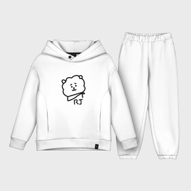 Детский костюм хлопок Oversize с принтом RJ | BTS ,  |  | Тематика изображения на принте: army | bangtan boys | bt21 | bts | bts stickers | chimmy | cooky | k pop | koya | mang | monster | rap monster | rapmon | rj | rm | shooky | tata | van | бтс | ви | джей хоуп | джонгук | кейпоп | реп монстр | стикеры bts | сюга | чимин | чин