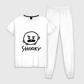 Женская пижама хлопок с принтом SHOOKY | BTS , 100% хлопок | брюки и футболка прямого кроя, без карманов, на брюках мягкая резинка на поясе и по низу штанин | army | bangtan boys | bt21 | bts | bts stickers | chimmy | cooky | k pop | koya | mang | monster | rap monster | rapmon | rj | rm | shooky | tata | van | бтс | ви | джей хоуп | джонгук | кейпоп | реп монстр | стикеры bts | сюга | чимин | чин