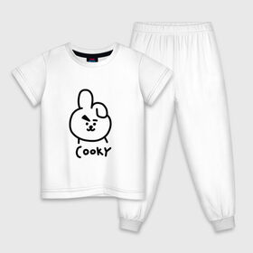 Детская пижама хлопок с принтом COOKY BTS , 100% хлопок |  брюки и футболка прямого кроя, без карманов, на брюках мягкая резинка на поясе и по низу штанин
 | Тематика изображения на принте: army | bangtan boys | bt21 | bts | bts stickers | chimmy | cooky | k pop | koya | mang | monster | rap monster | rapmon | rj | rm | shooky | tata | van | бтс | ви | джей хоуп | джонгук | кейпоп | реп монстр | стикеры bts | сюга | чимин | чин