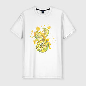 Мужская футболка хлопок Slim с принтом Лимон и Лайм , 92% хлопок, 8% лайкра | приталенный силуэт, круглый вырез ворота, длина до линии бедра, короткий рукав | art | food | juice | juicy | lemon | lime | summer | watercolor | watercolour | акварель | акварельные фрукты | арт | брызги | витамин с | еда | желтый лимон | зеленый лайм | иллюстрация | лето | правильное питание | природа | рисунок