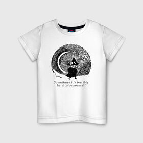 Детская футболка хлопок с принтом Snafkin , 100% хлопок | круглый вырез горловины, полуприлегающий силуэт, длина до линии бедер | moominmamma | moominpappa | moomintroll | snafkin | муми тролль | муми цитаты | снусмумрик | цитаты
