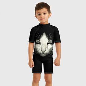 Детский купальный костюм 3D с принтом ПЛАЧУЩИЙ КОТ , Полиэстер 85%, Спандекс 15% | застежка на молнии на спине | animals | cat | cry | dark | face | pussy | глаза | грусть | домашние | животные | звери | кот | кошка | мордочка | мрак | плач | пушистый | слезы | черный