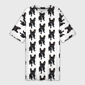 Платье-футболка 3D с принтом Бульдожки ,  |  | love | арт | бульдог | день валентина | день святого | день святого валентина | любовь | много собак | мопс | мопсы | порода | породистые | породистые собаки | породы собак | собака | собаки