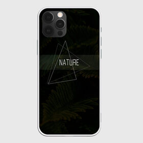 Чехол для iPhone 12 Pro Max с принтом Nature | Природа | Дизайнерска , Силикон |  | nature | геометрия | листья | папоротник | папоротниковые | полоса | полоска | природа | треугольник | треугольники