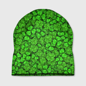 Шапка 3D с принтом Зелёный клевер , 100% полиэстер | универсальный размер, печать по всей поверхности изделия | patrick | день святого патрика | зелень | ирландия | патрик | паттерн | трилистник | четырёхлистник