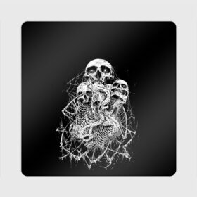 Магнит виниловый Квадрат с принтом ЧЕРЕПА , полимерный материал с магнитным слоем | размер 9*9 см, закругленные углы | black | death | horror | metal | skull | white | арт | белый | зомби | кости | паутина | скелет | череп | черный