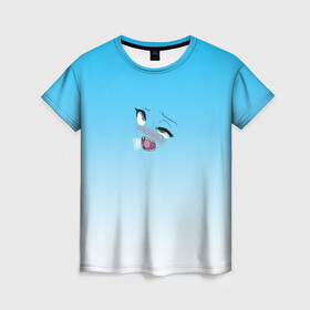 Женская футболка 3D с принтом Ahegao Blue-eyed girl , 100% полиэфир ( синтетическое хлопкоподобное полотно) | прямой крой, круглый вырез горловины, длина до линии бедер | ahegao | anime | senpai | аниме | ахегао | семпай