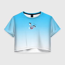 Женская футболка Crop-top 3D с принтом Ahegao Blue-eyed girl , 100% полиэстер | круглая горловина, длина футболки до линии талии, рукава с отворотами | ahegao | anime | senpai | аниме | ахегао | семпай