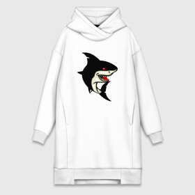 Платье-худи хлопок с принтом ЧЕРНАЯ АКУЛА ,  |  | black | dark | fish | megalodon | shark | teeth | white shark | акула | белая акула | зубы | мегалодон | рыба