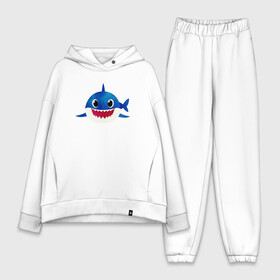 Женский костюм хлопок Oversize с принтом BABY SHARK ,  |  | baby | fish | megalodon | shark | teeth | white shark | акула | бейби | белая акула | зубы | малыш | мегалодон | рыба