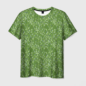 Мужская футболка 3D с принтом Черника , 100% полиэфир | прямой крой, круглый вырез горловины, длина до линии бедер | зелёный | лето | природа | черника | ягода | ягоды