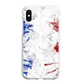 Чехол для iPhone XS Max матовый с принтом BLUE WHITE & RED , Силикон | Область печати: задняя сторона чехла, без боковых панелей | Тематика изображения на принте: abstraction | france | texture | абстракция | арт | белый | взрыв | дизайн | искусство | капли | кляксы | краска | красный | красочный | разводы | синий | текстура | флаг | флаг франции | франция | холст | цвета | эмоции