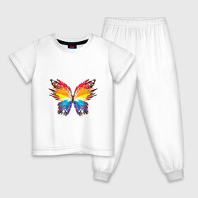 Детская пижама хлопок с принтом бабочка краской , 100% хлопок |  брюки и футболка прямого кроя, без карманов, на брюках мягкая резинка на поясе и по низу штанин
 | бабочка | беспозвоночные | брызги | градиент | краска | красочная | крылья | лето | мотыльки и бабочки | насекомое | насекомые | радуга | ярко