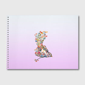 Альбом для рисования с принтом акварельная птичка , 100% бумага
 | матовая бумага, плотность 200 мг. | Тематика изображения на принте: акварель | весна | краска | птица | птичка | рисунок | цветочки | цветы