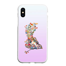Чехол для iPhone XS Max матовый с принтом акварельная птичка , Силикон | Область печати: задняя сторона чехла, без боковых панелей | акварель | весна | краска | птица | птичка | рисунок | цветочки | цветы