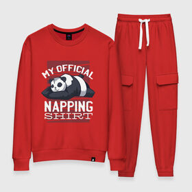 Женский костюм хлопок с принтом My Official Napping Shirt , 100% хлопок | на свитшоте круглая горловина, мягкая резинка по низу. Брюки заужены к низу, на них два вида карманов: два 