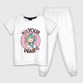 Детская пижама хлопок с принтом Anime Not Your Waifu , 100% хлопок |  брюки и футболка прямого кроя, без карманов, на брюках мягкая резинка на поясе и по низу штанин
 | art | japan | japanimation | kanji | kawaii | manga | анимешник | анимешника | арт | в стиле аниме | вайфу | иероглифы | кавайи | кавайная | кандзи | кот | котенок | котята | кошка | манга | не твоя | рисунок | символы | япони