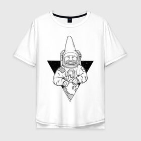 Мужская футболка хлопок Oversize с принтом Gnome Chompski Astronaut , 100% хлопок | свободный крой, круглый ворот, “спинка” длиннее передней части | garden gnome | gnome alone | little rocket man | гном чомски | маленький космонавт | один гнома | садовый гном