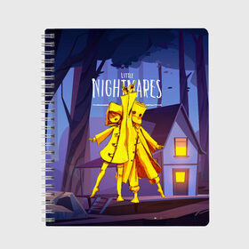 Тетрадь с принтом Little Nightmares 2 , 100% бумага | 48 листов, плотность листов — 60 г/м2, плотность картонной обложки — 250 г/м2. Листы скреплены сбоку удобной пружинной спиралью. Уголки страниц и обложки скругленные. Цвет линий — светло-серый
 | little nightmares | страшилка | страшная игра | ужас | хоррор