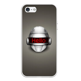 Чехол для iPhone 5/5S матовый с принтом Daft Punk Hello , Силикон | Область печати: задняя сторона чехла, без боковых панелей | ги мануэль де омем кристо | ню диско | синти поп | техно | тома бангальтер | фанк | французский хаус | электроник рок