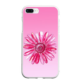 Чехол для iPhone 7Plus/8 Plus матовый с принтом розовая ромашка , Силикон | Область печати: задняя сторона чехла, без боковых панелей | Тематика изображения на принте: акварель | арт | весна | гортензия | лето | природа | рисунок | розовый | ромашка | свежесть | цветок | цветы | яркий | ярко