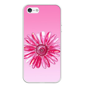 Чехол для iPhone 5/5S матовый с принтом розовая ромашка , Силикон | Область печати: задняя сторона чехла, без боковых панелей | Тематика изображения на принте: акварель | арт | весна | гортензия | лето | природа | рисунок | розовый | ромашка | свежесть | цветок | цветы | яркий | ярко